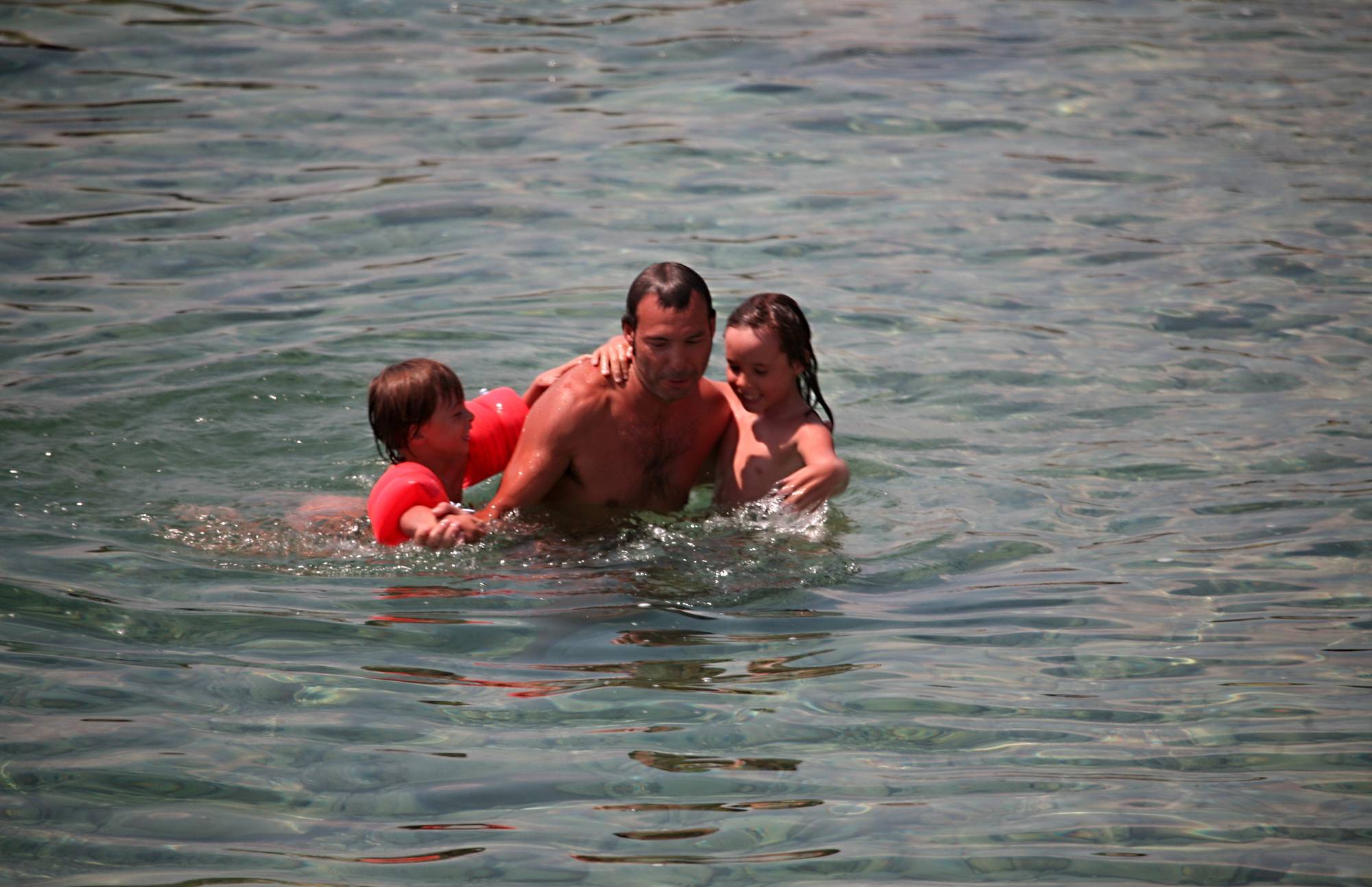Father and Two Kid Water - 2