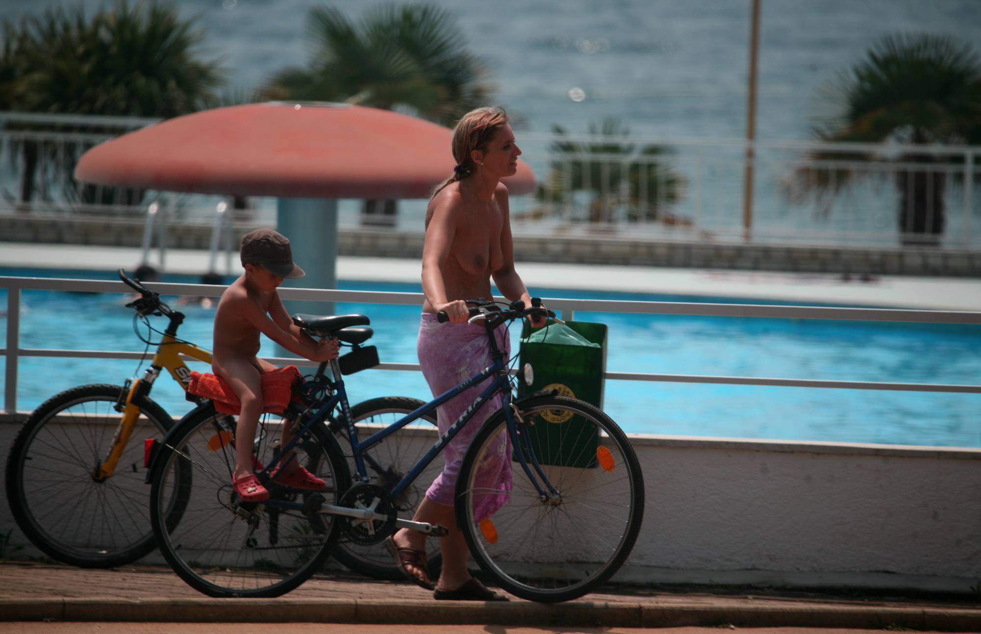 Naturist Pool-Side Bikers - 2