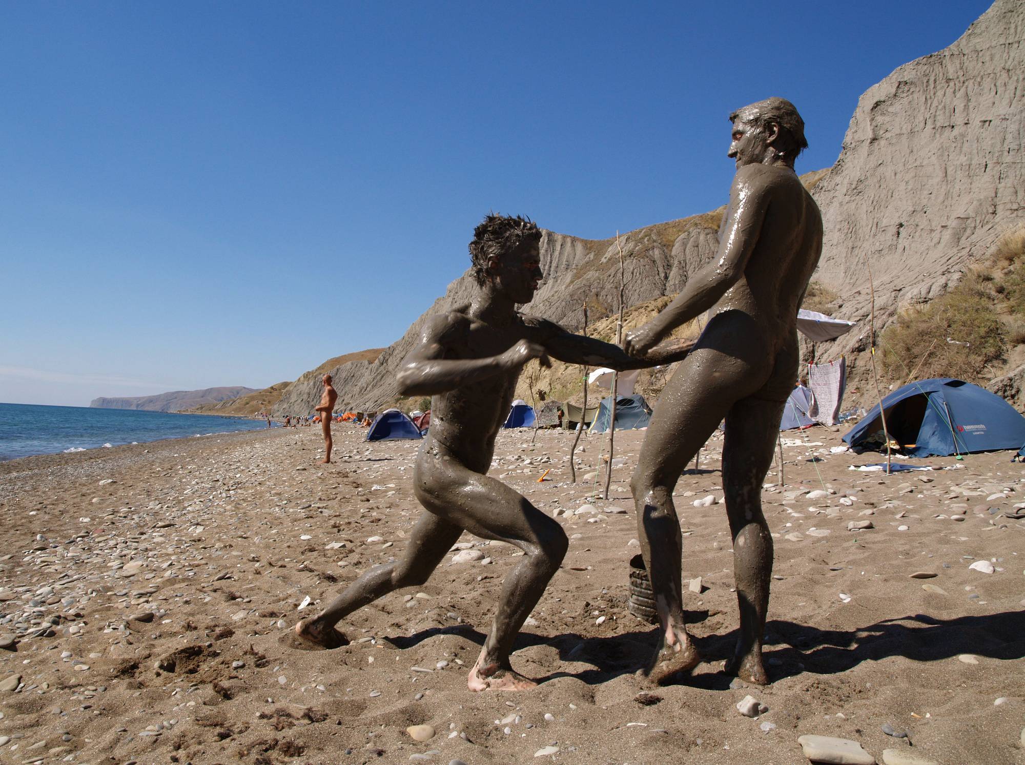 Purenudism Pics Nude Beach Mud Soldiers - 2