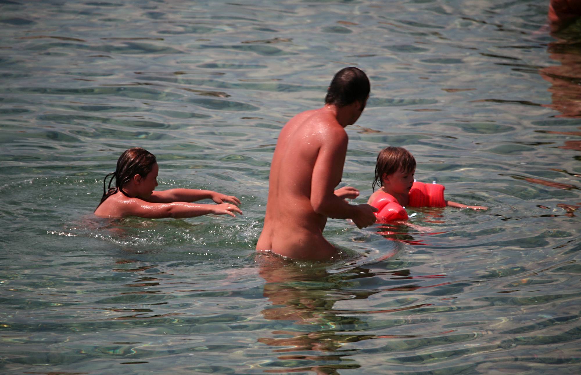 Father and Two Kid Water - 1