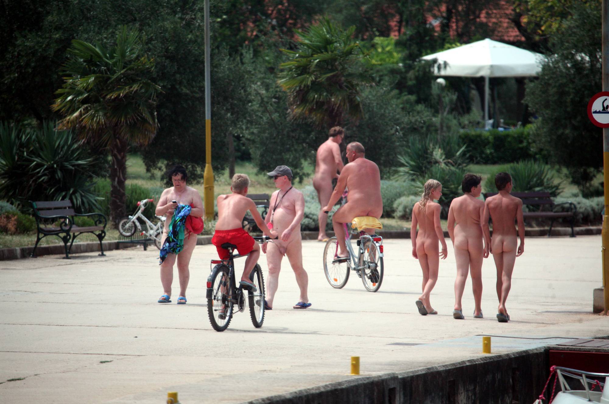 Three Naturist Kids Walk - 2